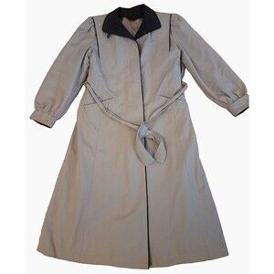 Womens Vintage Beige Trench Coat Foxland Pockets Removable Liner Retro Small